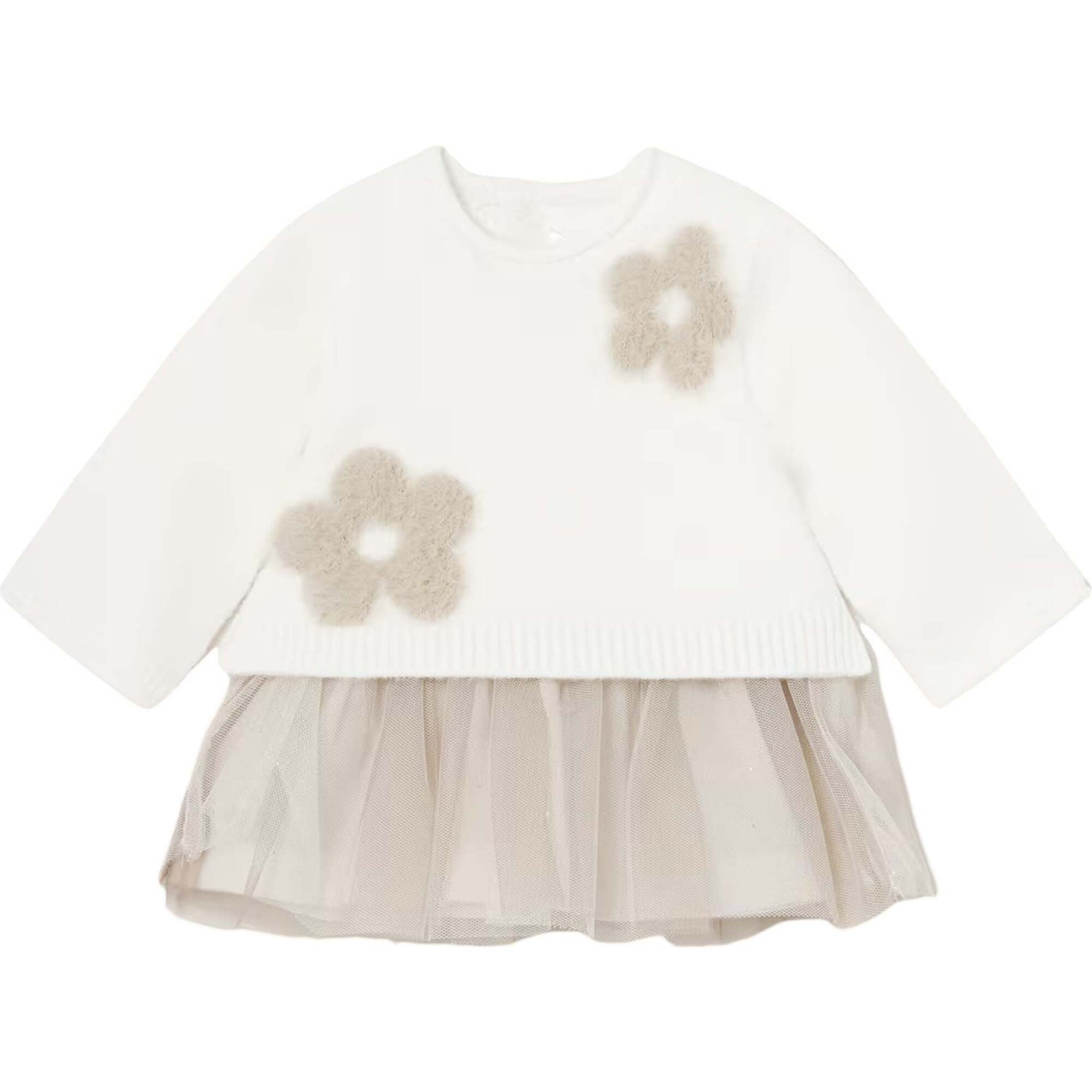 Daisy Knit Tulle Dress, White | Maisonette