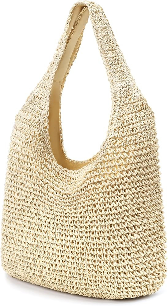 hatisan Straw Beach Bag for Women Summer Woven Beach Tote Bag Shoulder Handbags Boho Bag | Amazon (US)