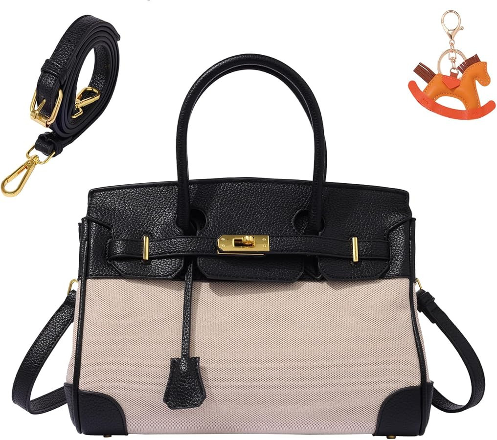 Top Handle Bags For Women,Elegant Leather Canvas Satchel Handbags Tote Bag,Style With Durable Sho... | Amazon (US)