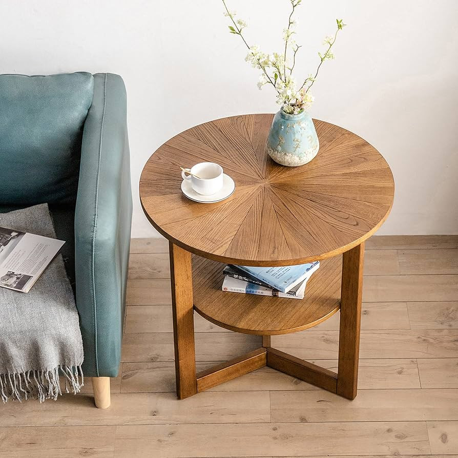 Gexpusm End Tables Living Room, Small End Tables for Small Spaces, Round Solid Natural Oak Wood S... | Amazon (US)