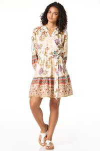 Cato Fashions | Cato Bordered Floral Tie Waist Dress | Cato Fashions