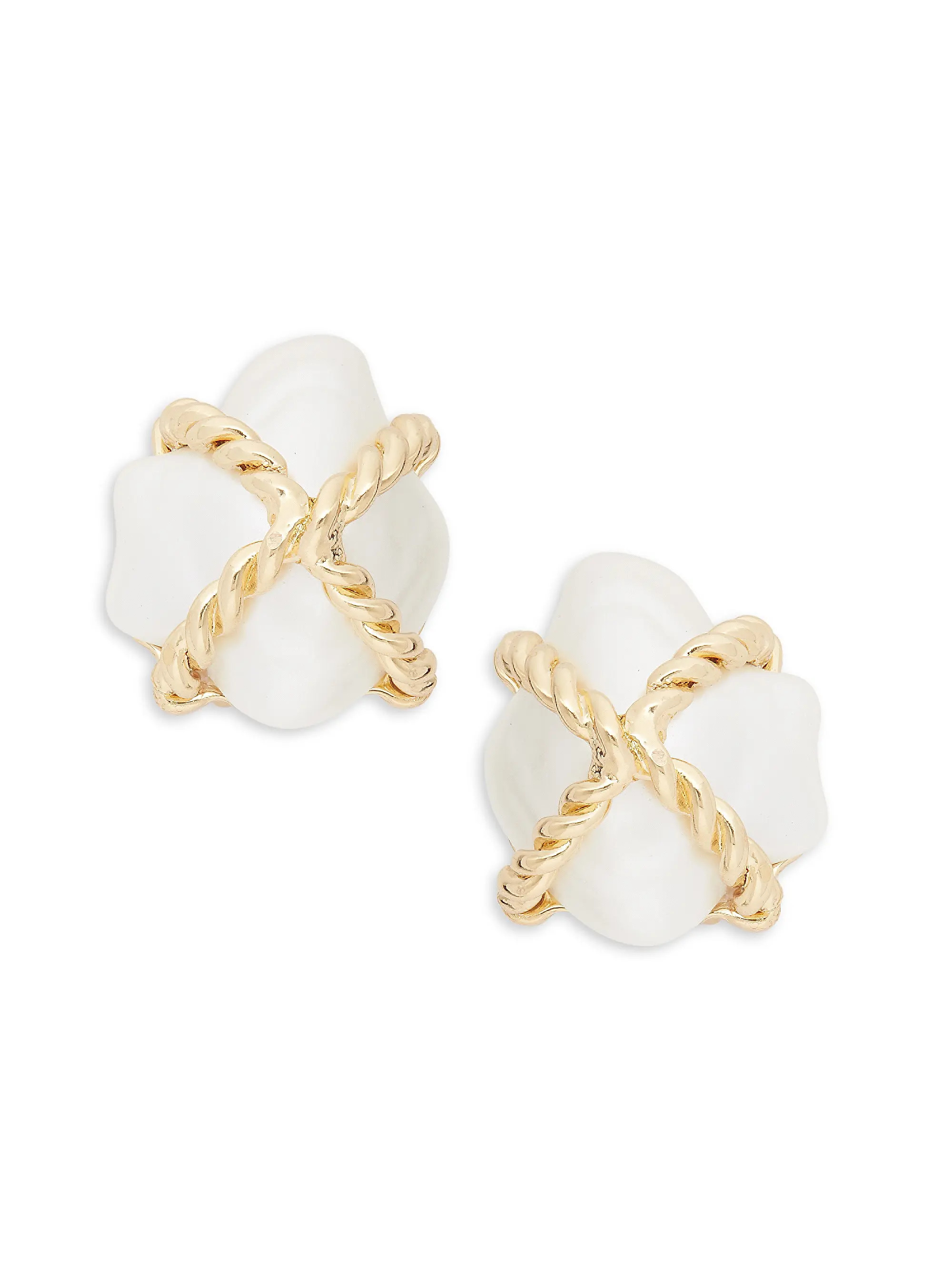 Kenneth Jay Lane Champagne Faux-Pearl Earrings Stud Earrings | Saks Fifth Avenue | Saks Fifth Avenue