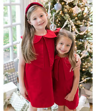 Edgehill Collection x The Broke Brooke Little/Big Girls Adrienne Velvet Bow Dress | Dillard's | Dillard's