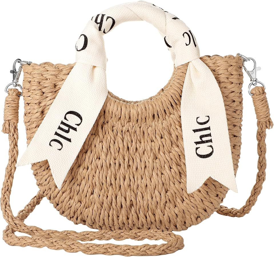 Straw Bag - Cute Woven Straw Purse, Beach Bags for Women Vacation & Daily Use, Handbag or Crossbo... | Amazon (US)