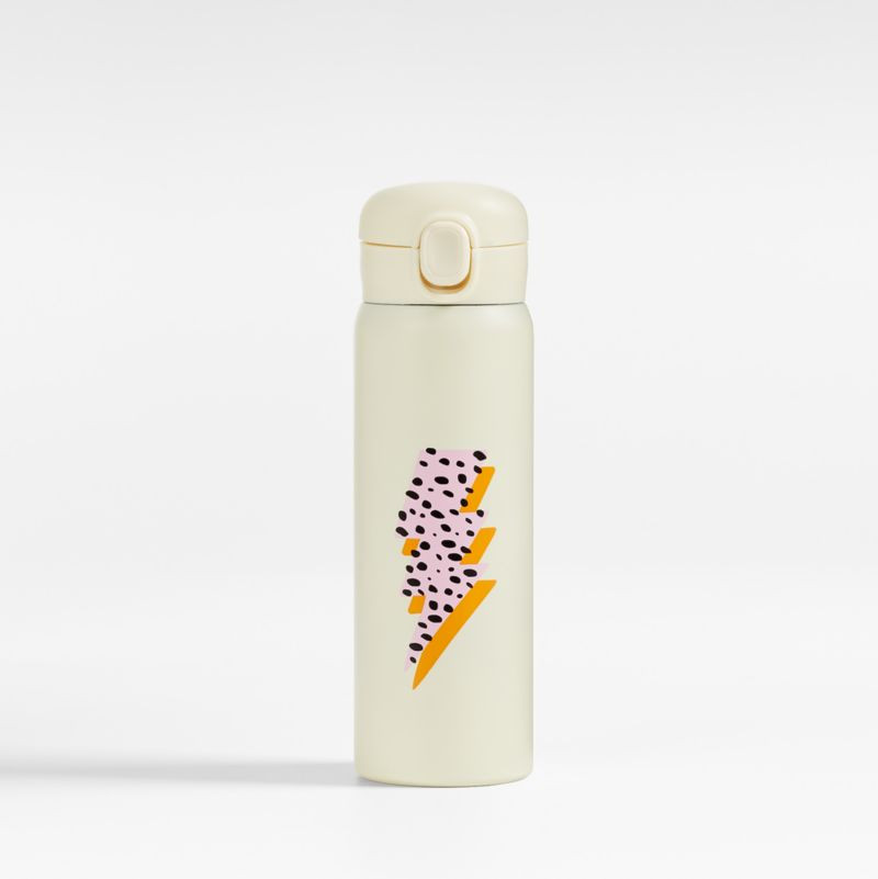 Lightning Bolts Pink Kids Water Bottle | Crate & Kids | Crate & Barrel