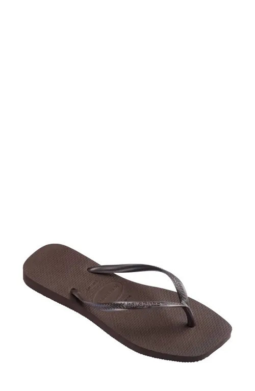 Havaianas Slim Square Flip Flop in Dark Brown at Nordstrom, Size 5 | Nordstrom