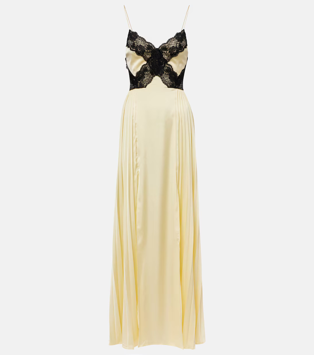 Lace-trimmed satin maxi dress | Mytheresa (UK)