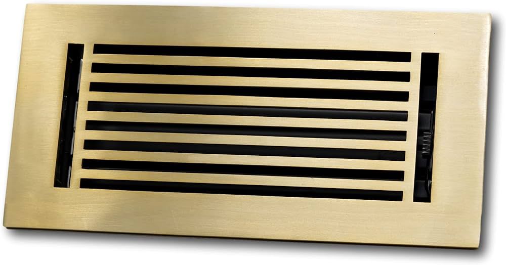 4 x 12 Cast Aluminum Linear Bar Vent Cover - Brushed Brass (Overall: 5.75 x 13.75) | Amazon (US)