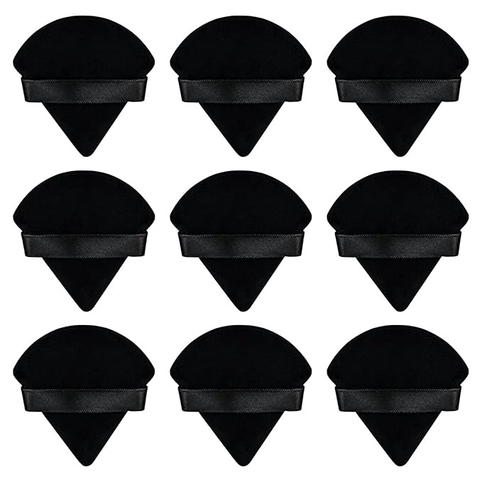 9Pcs Triangle Powder Puffs, Face Makeup Puff for Body Loose Powder Beauty Makeup Tool Black | Amazon (US)