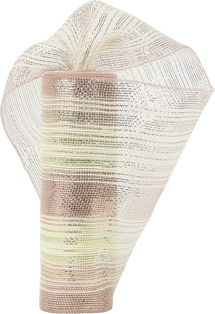 HUIHUANG Rose Gold Deco Mesh 10 inch Wide Christmas Mesh Ribbon for Tree Metallic Rose Gold Decor... | Amazon (US)