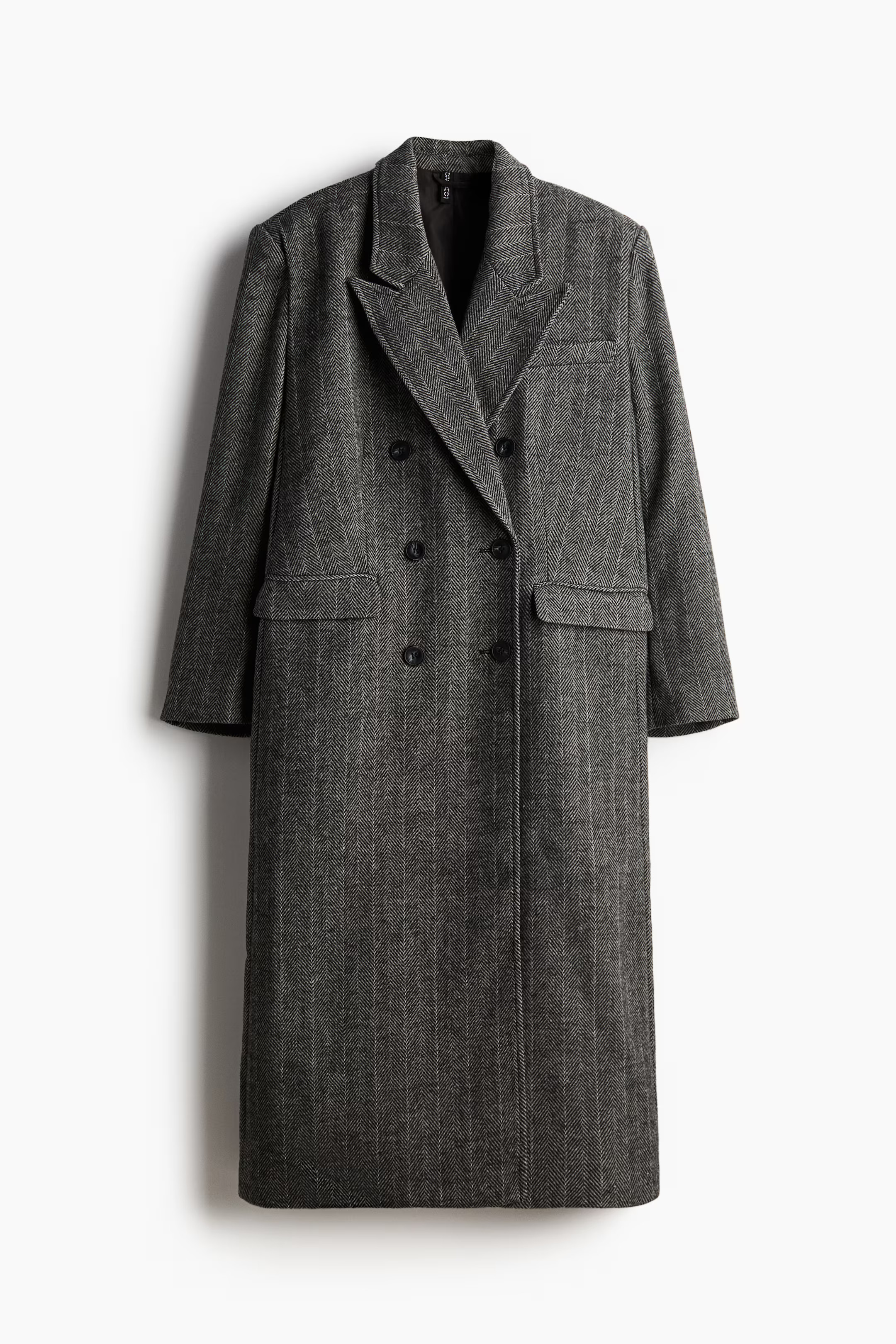 Double-breasted coat - Dark grey/Herringbone-patterned - Ladies | H&M GB | H&M (UK, MY, IN, SG, PH, TW, HK)