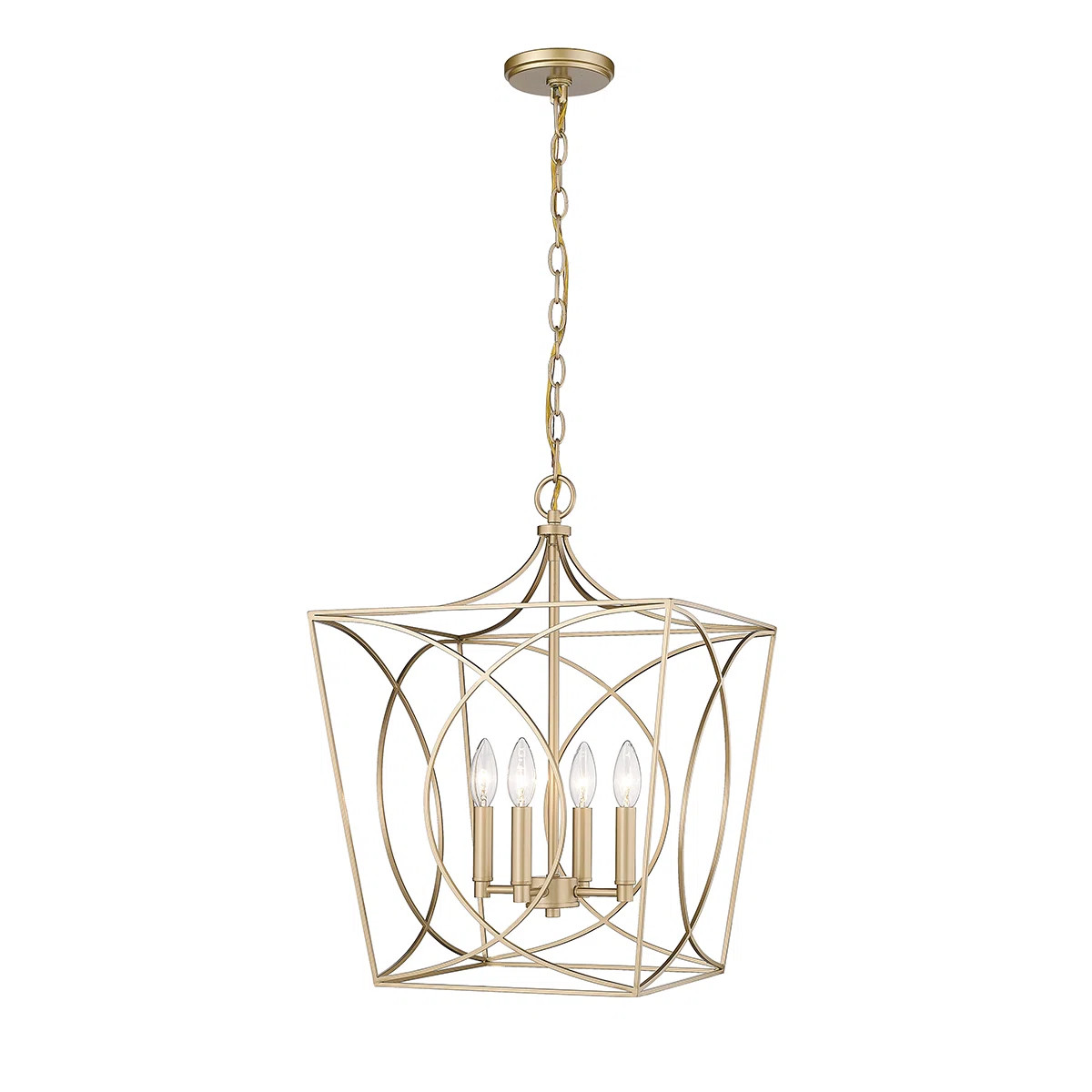 4 - Light Steel Dimmable Lantern Geometric Chandelier | Wayfair North America