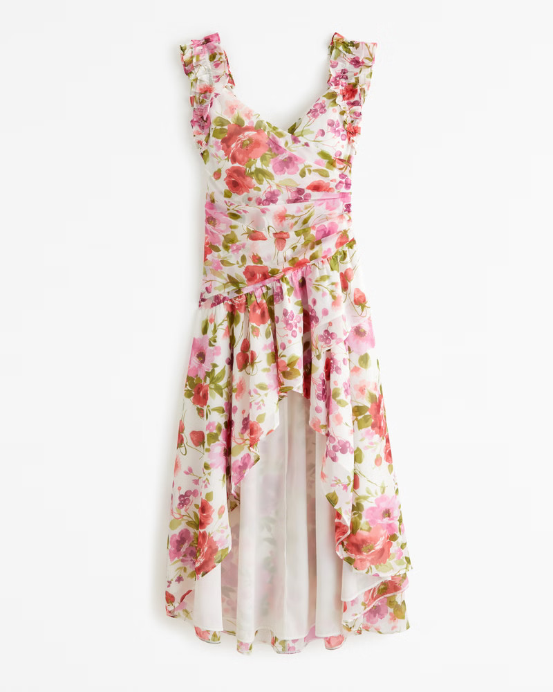 Women's Ruffle Strap High-Low Maxi Dress | Women's Dresses & Jumpsuits | Abercrombie.com | Abercrombie & Fitch (US)