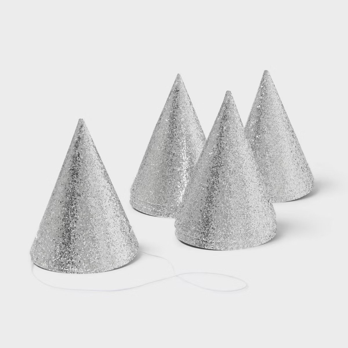 10ct 5" Glittered Party Hats Silver - Spritz™ | Target