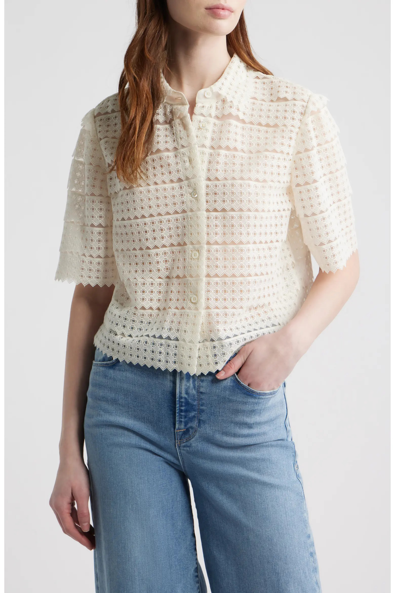 The Lattice Crochet Button-Up Top (Women) | Nordstrom | Nordstrom