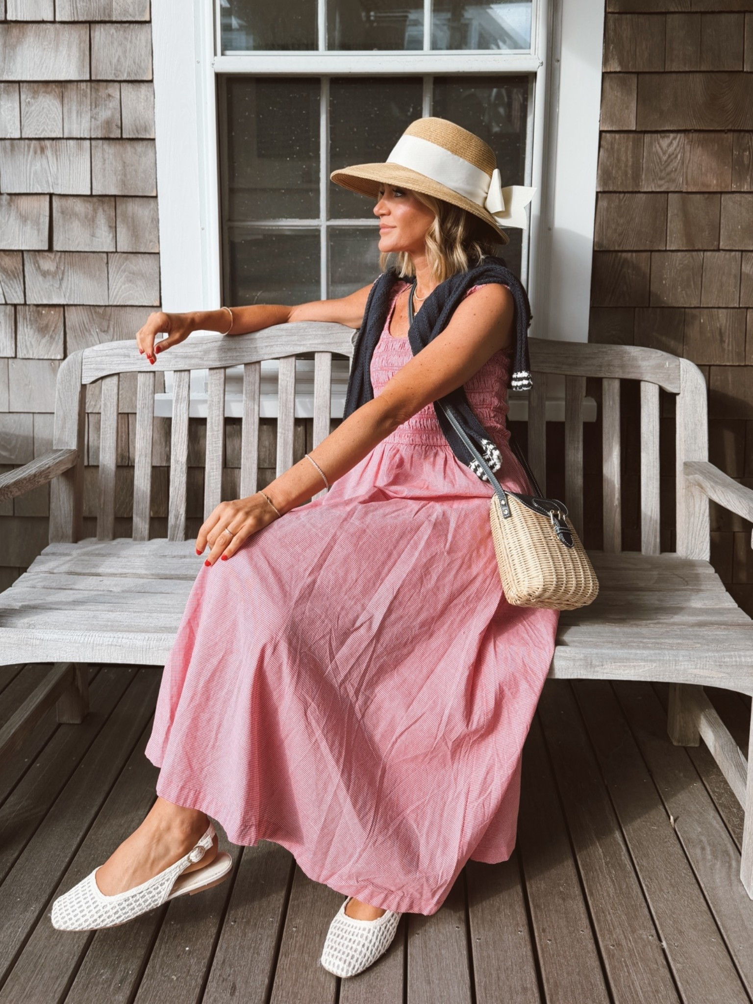 Xs in cardigan and dress