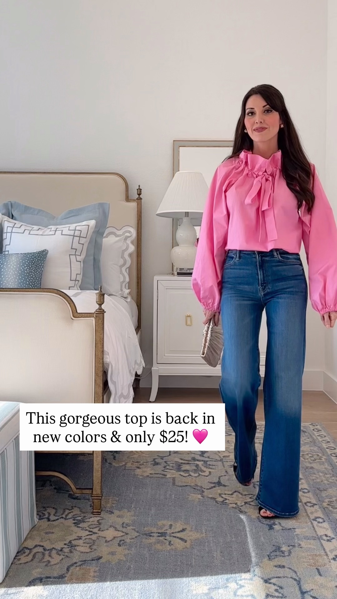 Ruffle tie neck top under $30! 