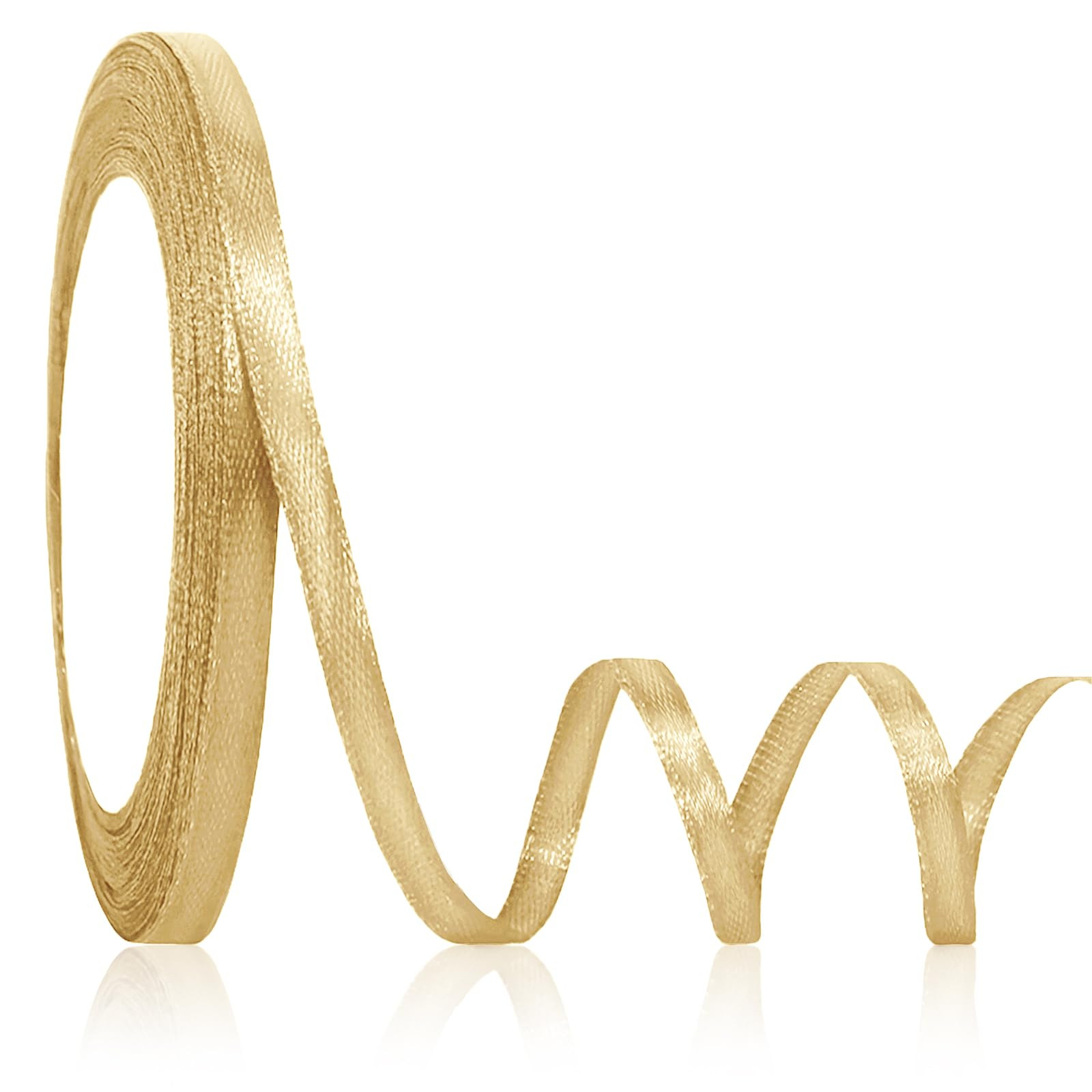 OMAIGAR Gold Ribbon 1/4 Inch Width, Solid Satin Ribbons with 25 Yards Length Silk Fabric for Gift... | Amazon (US)