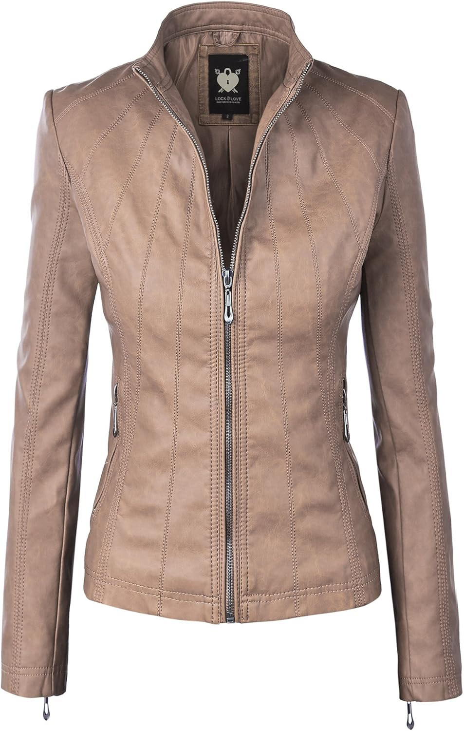 Lock and Love Women's Quilted Faux Leather Moto Biker Jacket | Amazon (US)