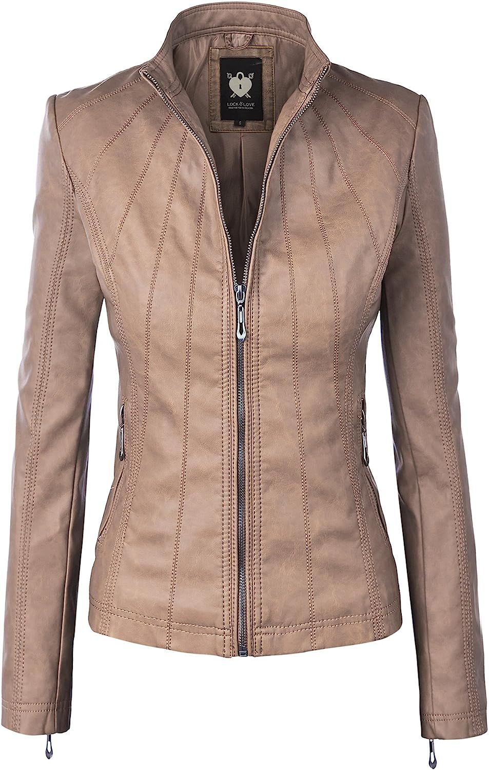 Lock and Love Women's Quilted Faux Leather Moto Biker Jacket | Amazon (US)
