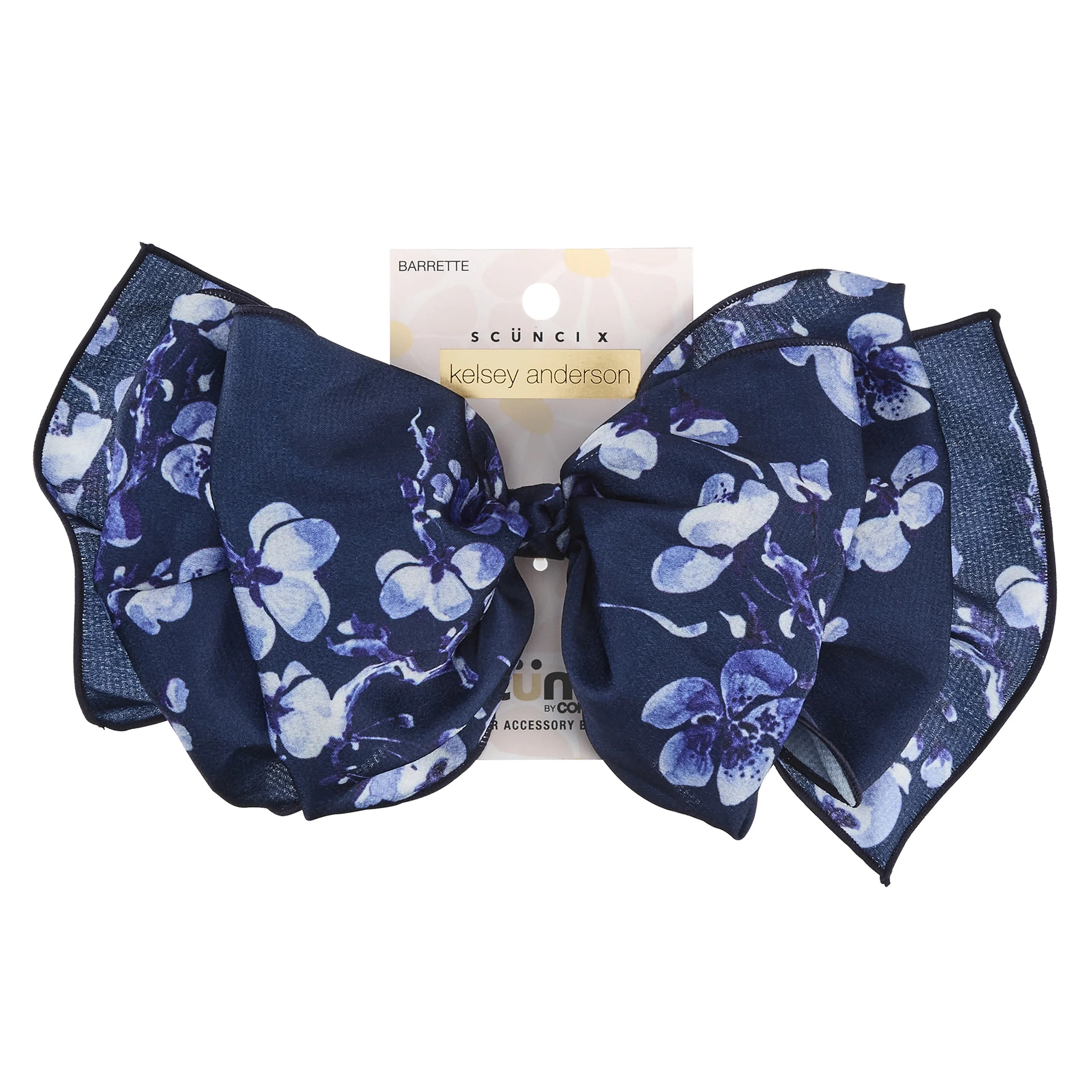 Scunci x Kelsey Anderson Multi-Print Bow Barrette, Blue, 1 count | Walmart (US)