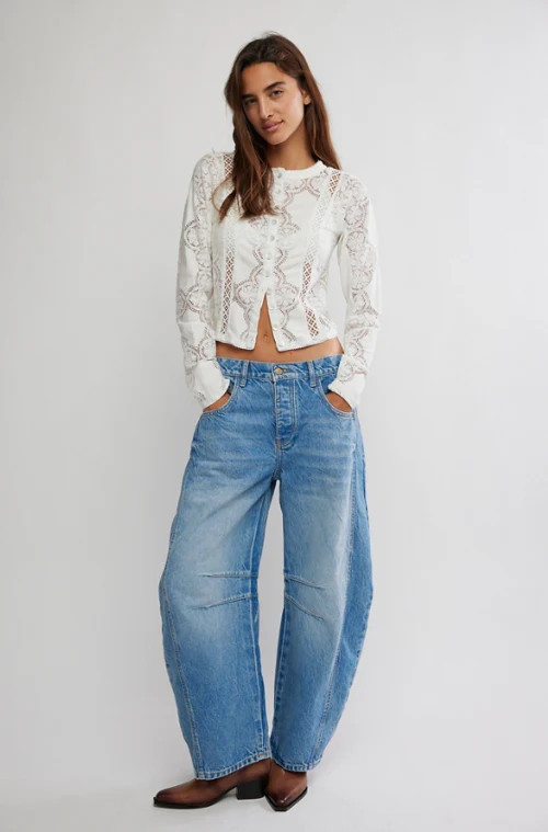 FREE PEOPLE Good Luck Mid Rise Barrel Jeans | The Collection Texas