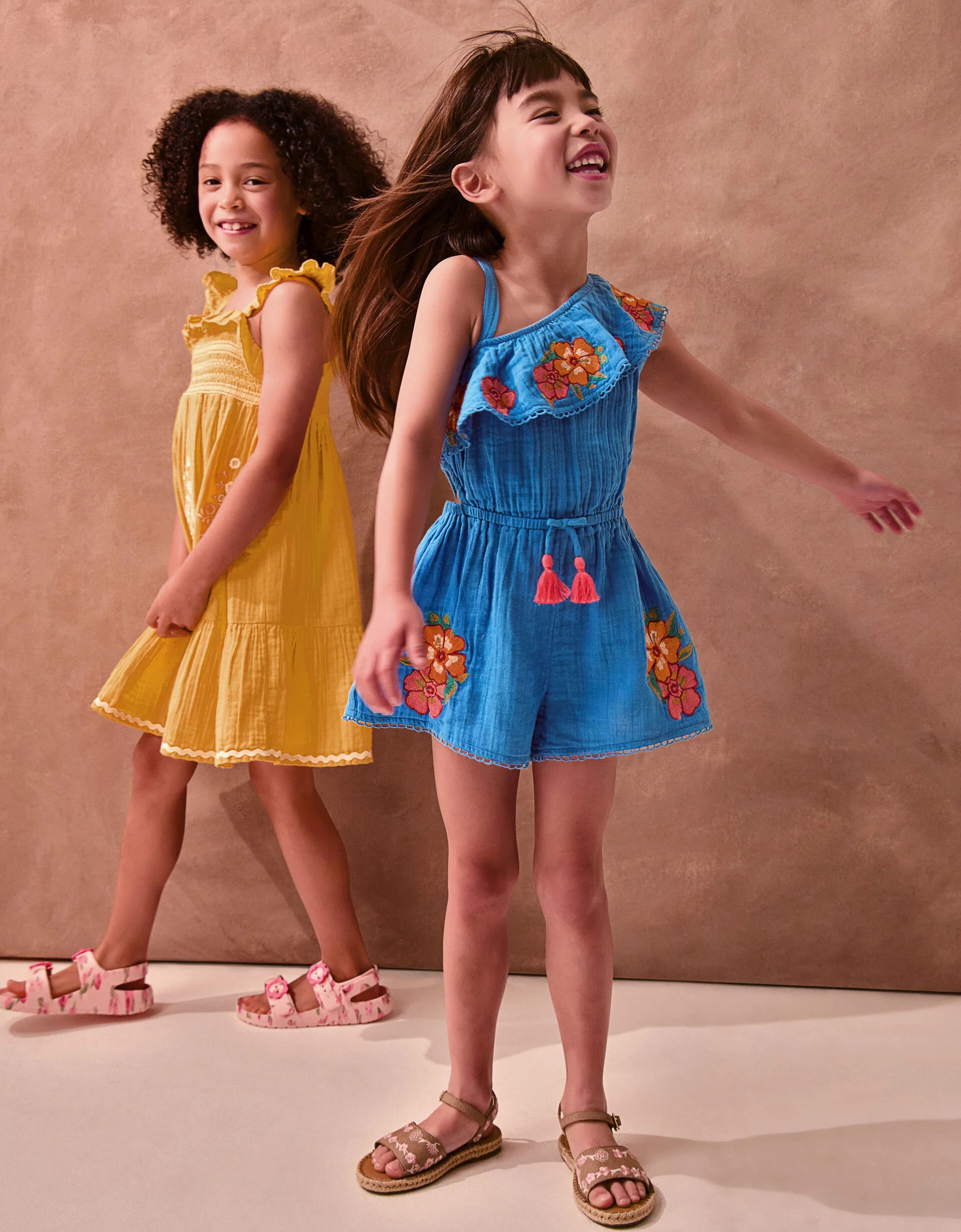 One-Shoulder Floral Embroidered Playsuit Blue | Monsoon (UK)