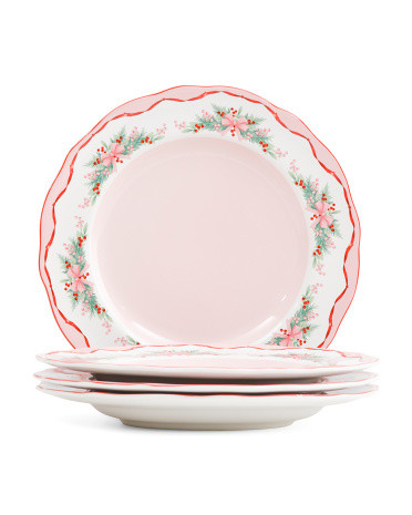 Set Of 4 Porcelain Pinkmas Dinner Plates | Kitchen & Dining Room | Marshalls | Marshalls