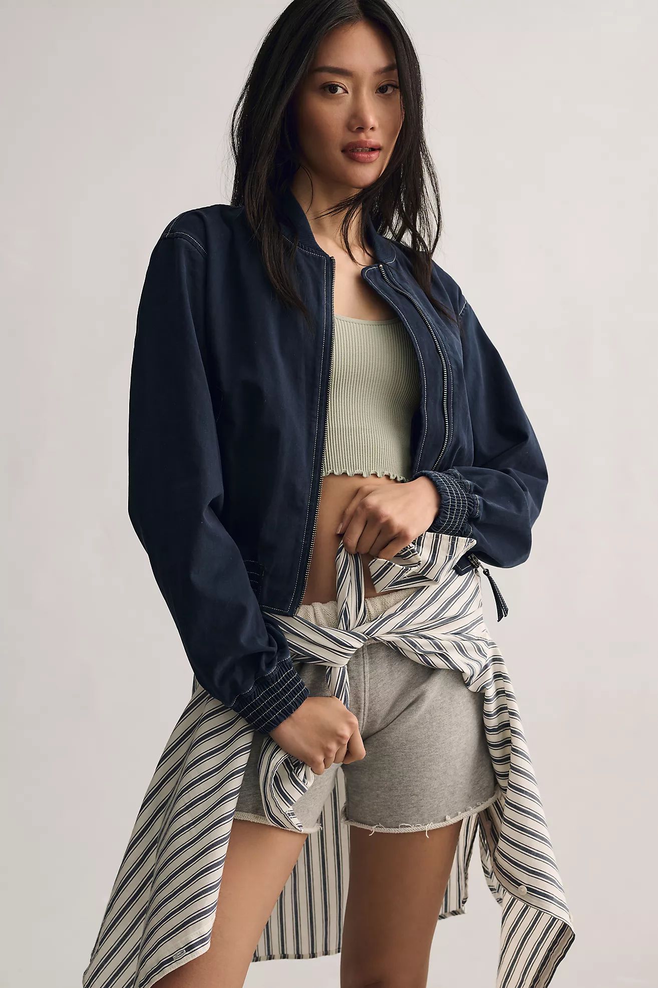 Pilcro Canvas Cropped Bomber Jacket | Anthropologie (US)