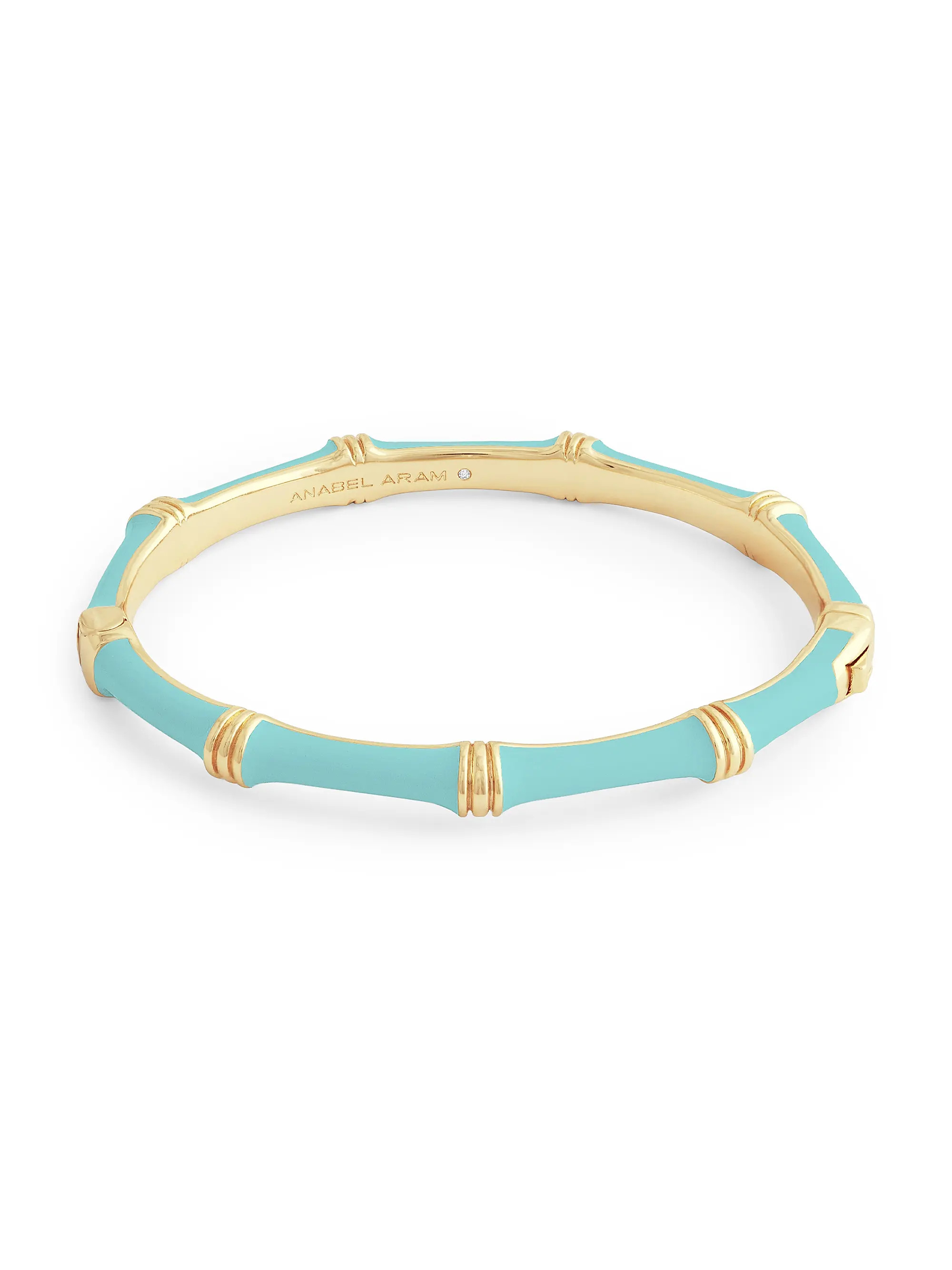 Anabel Aram Bamboo 18K-Gold-Plated &amp; Enamel Hinged Bangle | Saks Fifth Avenue | Saks Fifth Avenue