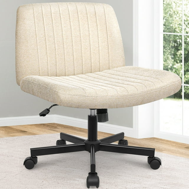 NEO CHAIR Criss Cross Legged Office Desk Vanity Armless Chair with Wheels Swivel, Beige - Walmart... | Walmart (US)
