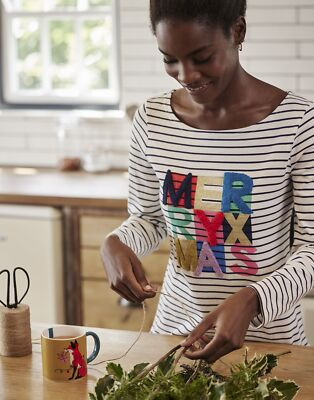 Joules Womens Harbour Luxe Long Sleeve Jersey Top - Christmas Harbour  | eBay | eBay UK