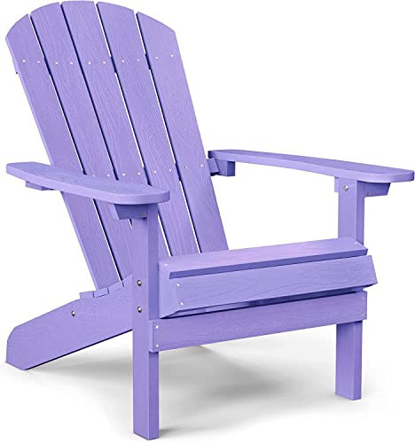 YEFU Adirondack Chair Weather Resistant: Plastic Adirondack Chairs - Patio Chairs with Wood Texture - Outdoor Chair HIPS - Lawn Fire Pit Deck Porch Garden Chairs for Adults (Purple) | Amazon (US)