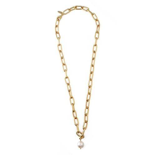 LUXE Chunky Chain & Pearl Necklace | Orelia London