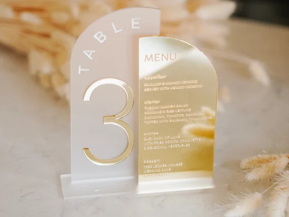 Table Numbers With Menu  Wedding Acrylic Table Numbers - Etsy | Etsy (US)