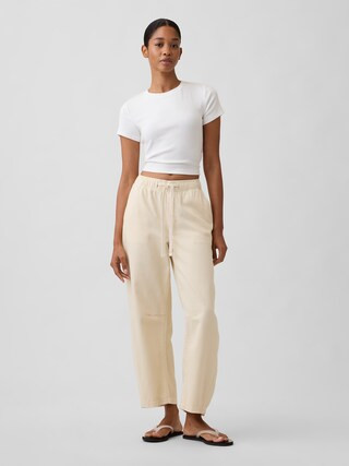 Mid Rise Pull-On Barrel Jeans | Gap Factory