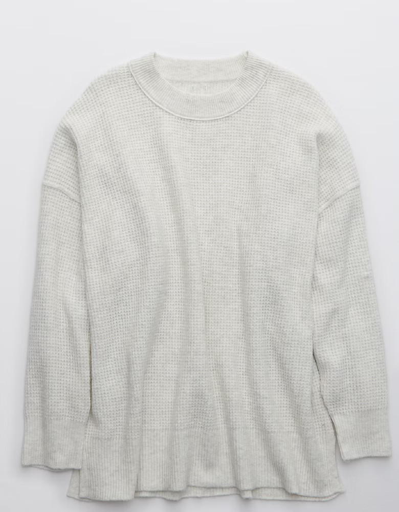 Aerie Waffle Oversized Crew Sweater | American Eagle Outfitters (US & CA)