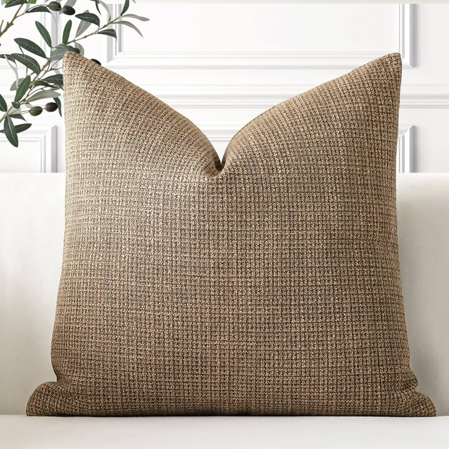OTOSTAR Linen Throw Pillow Cover Set of 1 Decorative Square Pillowcases Cushion Covers 22x22 Inch... | Amazon (US)