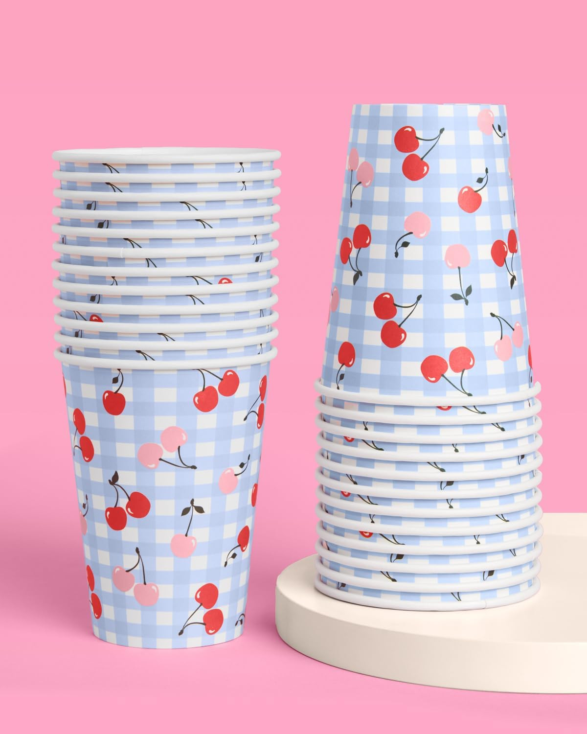 xo, Fetti Cherry Blue Gingham Paper Cups - 12 oz, 24 pcs | Ma Cherie Baby Shower, Cherry on Top B... | Amazon (US)