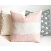 Blush pink ikat striped boho Decorative Pillow Cover | Etsy (US)
