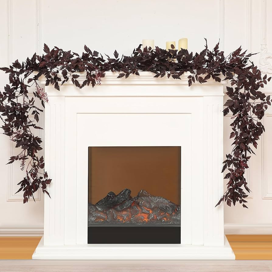 Zeyune Plum Cimicifuga Seeded Garland Artificial Fall Garland Cimicifuga Ramosa Leaf Garland Plum... | Amazon (US)