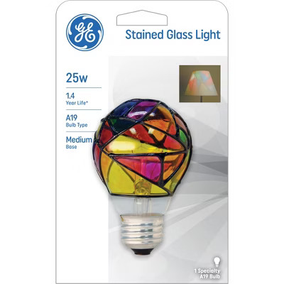 GE 25W Incandescent Stained Glass Light Bulb: Dimmable Decorative A19, Standard E26 Base, 200 Lum... | Target