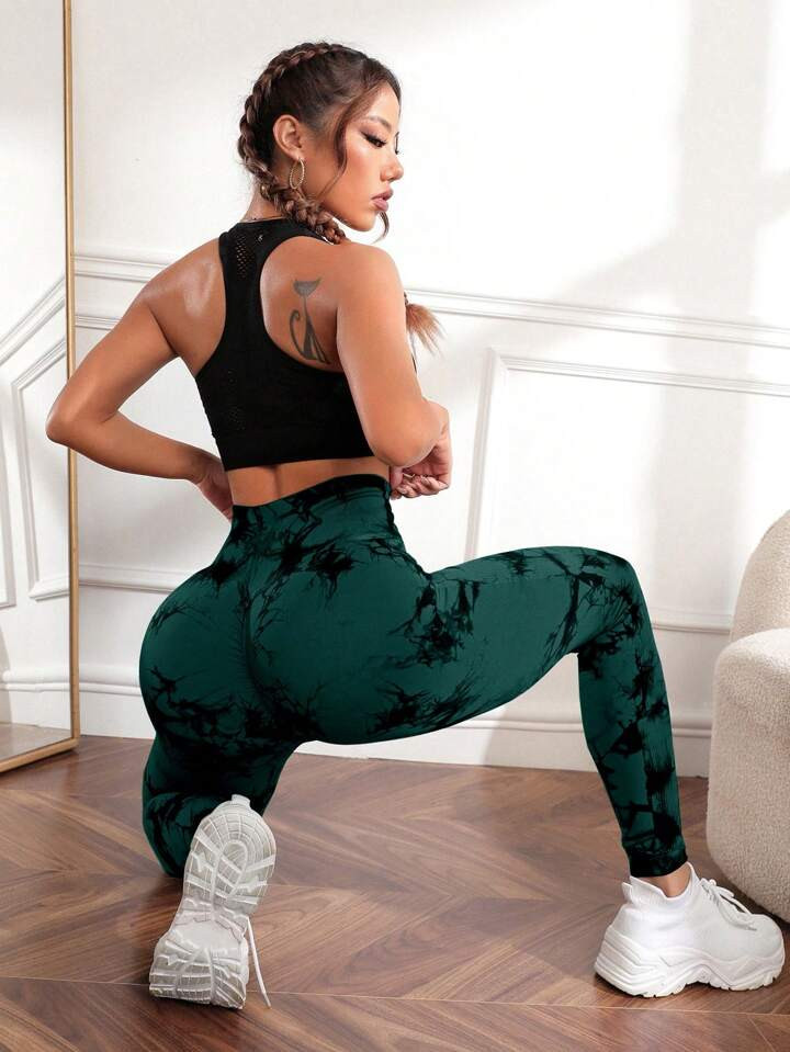 Tie Dye Wide Waistband Sports Leggings | SHEIN