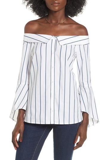 Women's Leith Portrait Collar Stripe Blouse | Nordstrom