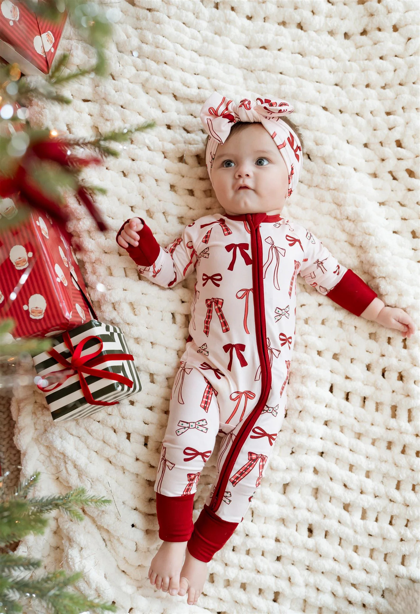 Merry Little Bows Zipper Romper | In My Jammers