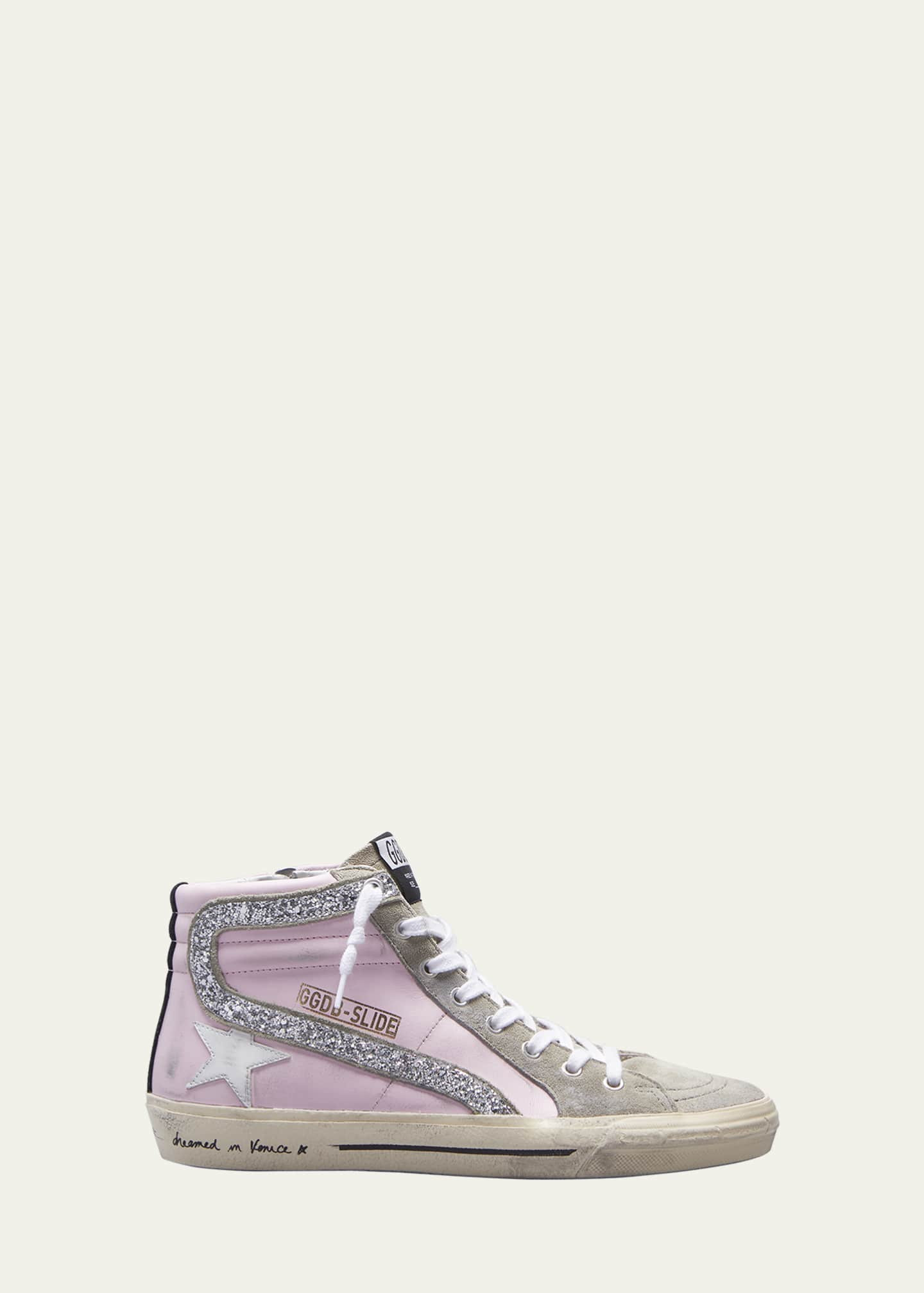 Slide Mid-Top Glitter Leather Sneakers | Bergdorf Goodman