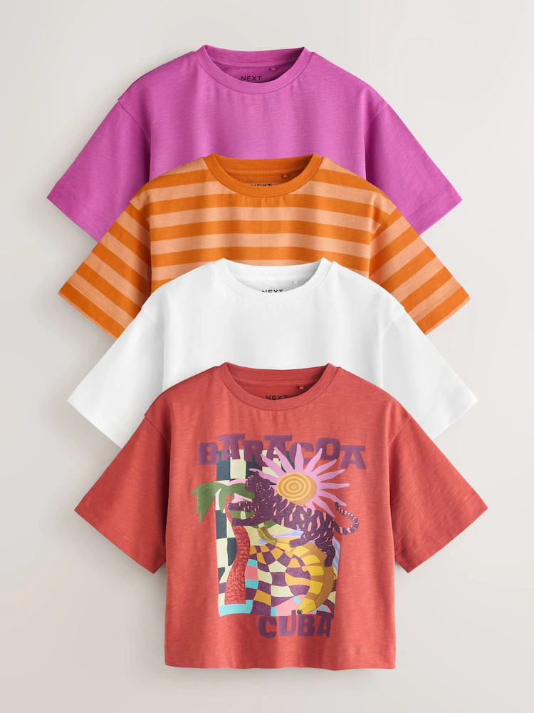 Purple/Orange Graphic T-Shirts 4 Pack (3-16yrs) | Next US