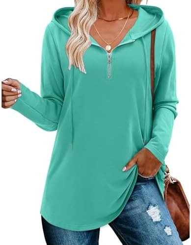 Women's Quarter Zip Tunic Hoodies Pullover Long Hooded Sweatshirts Long Sleeve Tops       Send to... | Amazon (US)