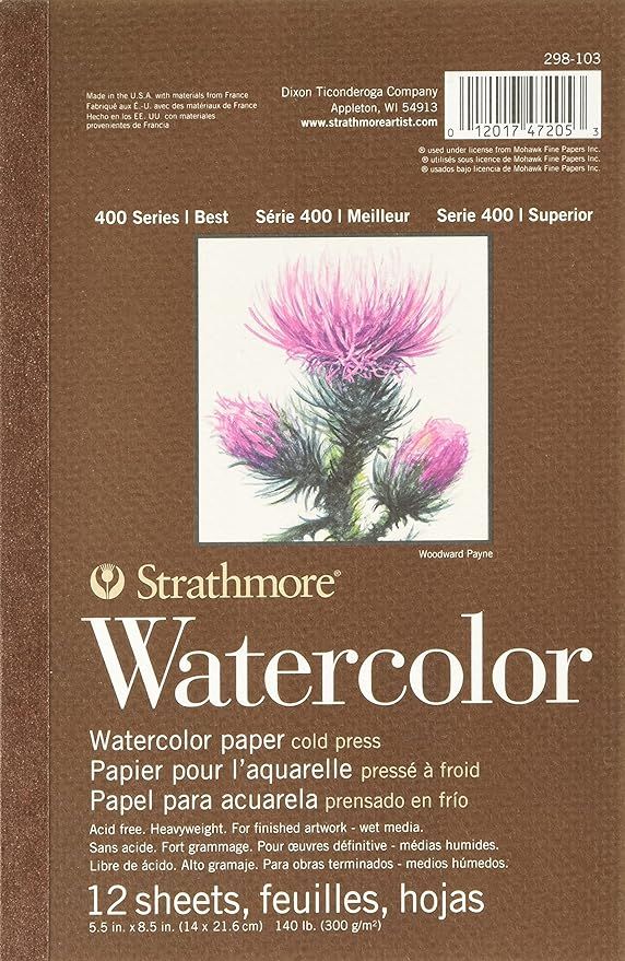 Strathmore (298-103 400 Series Watercolor Pad, 5.5"x8.5", 12 Sheets , White | Amazon (US)