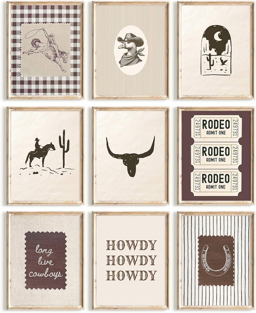 Ylmekx Western Cowboy Wall Decor Vintage Nursery Canvas Wall Art Boys Room Poster Baby Neutral Pi... | Amazon (US)